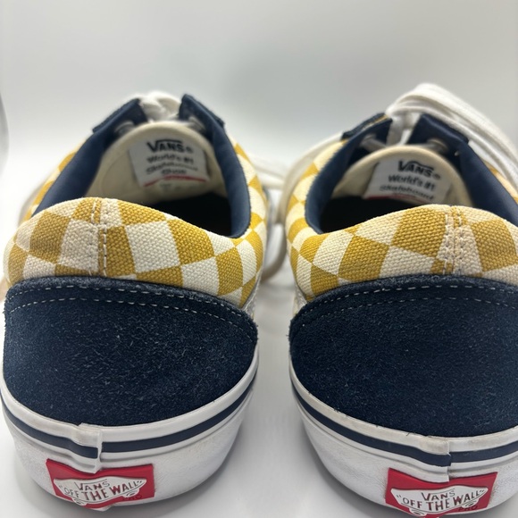 Vans Off The Wall Old Skool Pro Dress Blue/Yellow Checkerboard Skate Mens Size 9 - Picture 11 of 11